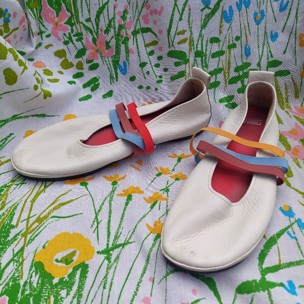 Camper Twins White Leather Ballet Flats